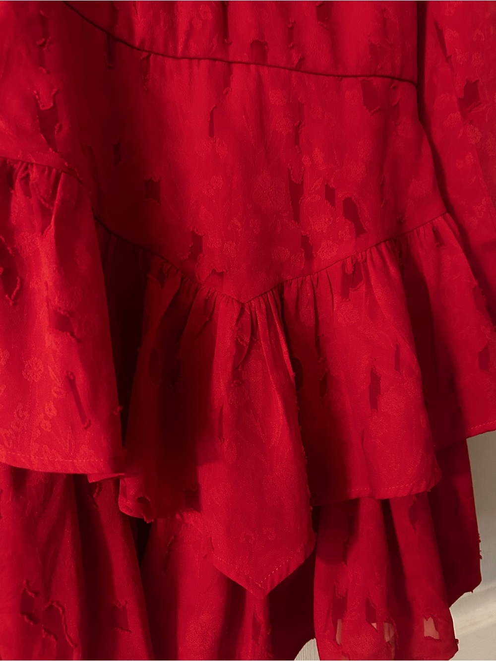 Francesca's Collections Red Long Sleeve Tiered Mini Dress XS - Picture 3 of 4